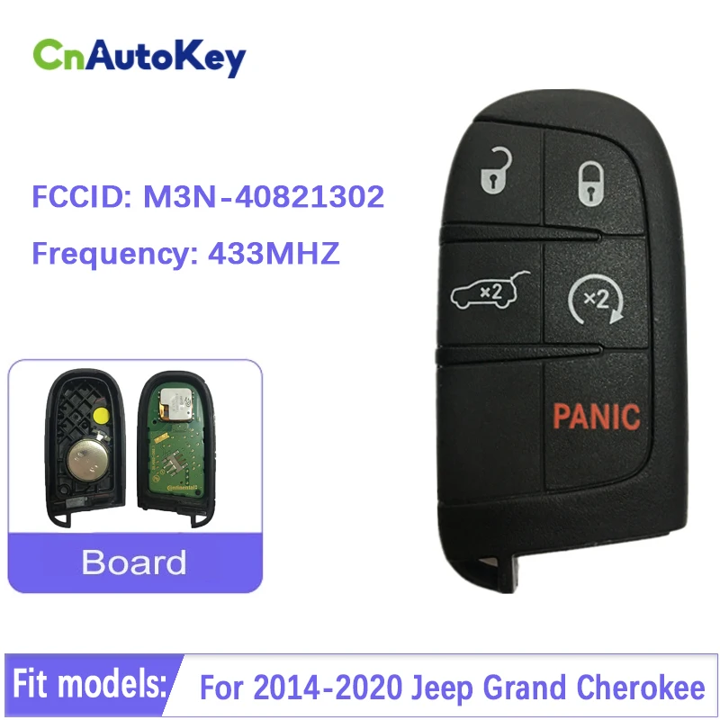 Llave remota inteligente CN086015 M3N40821302 (OEM) PN: 68143505AC para Jeep Grand Cherokee 2014-2020 con 5 botones 433mhz