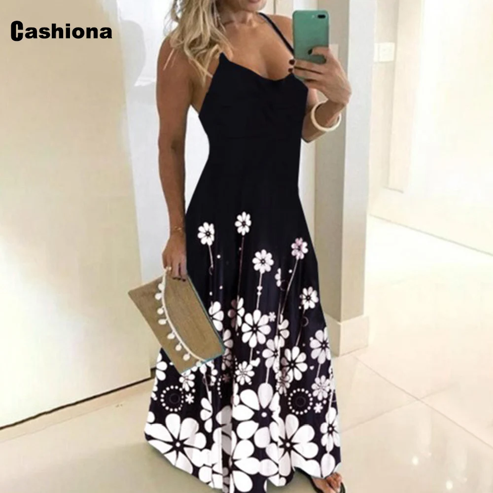 

Plus size 4xl 5xl Women Sexy V-neck Long Dress vestido de mujer Dot Flower Print Dresses 2020 Summer Loose Maxi Dress robe Femme
