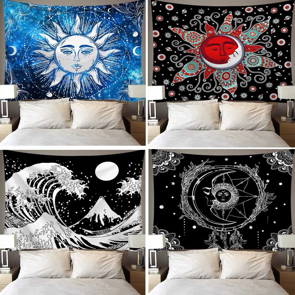 

Настенный Гобелен Sun God с мандалой, украшение для дома в психоделическом стиле, коврик для пляжа и йоги, покрывало для спальни, настенные ковр...
