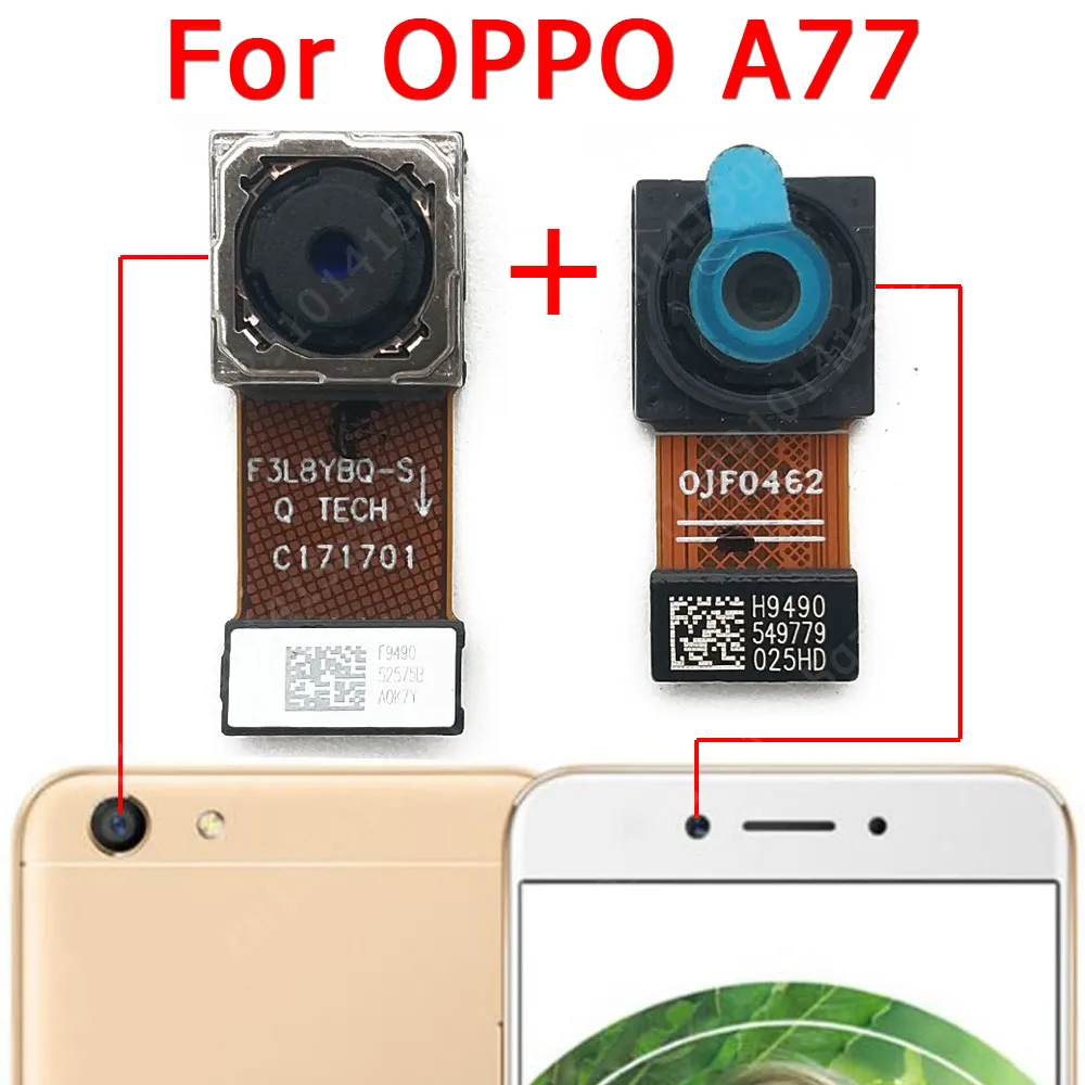 

Original Front Rear View Back Camera For OPPO A77 Main Backside Facing Frontal Camera Module Flex Replacement Spare Parts