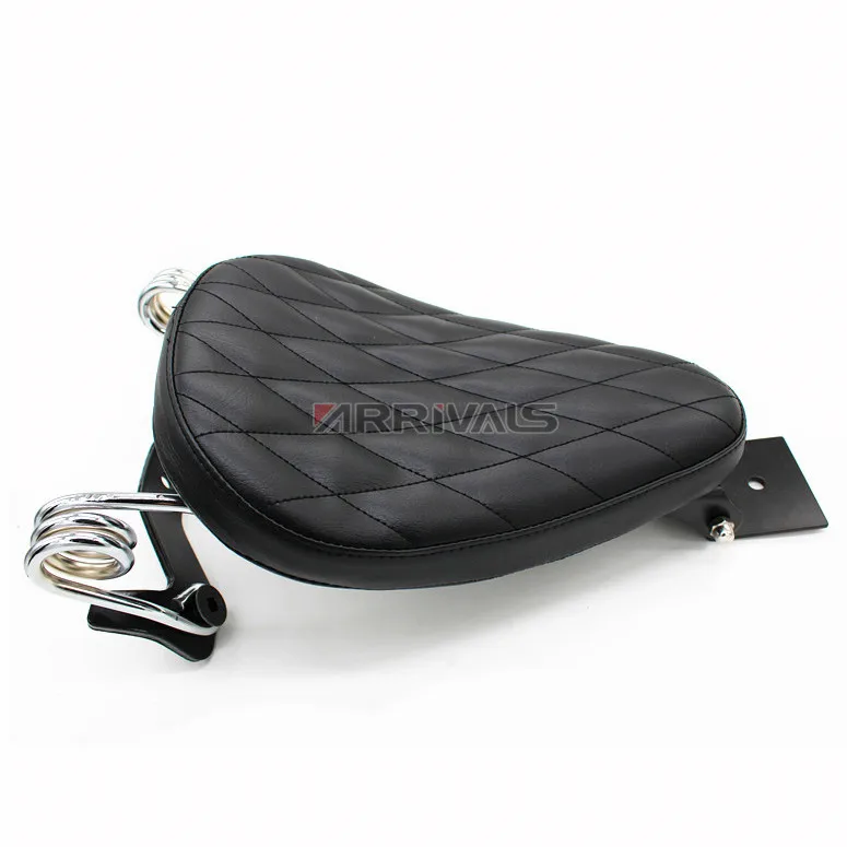 Мотоциклетное черное алмазное кожаное сиденье для водителя соло и пружина +