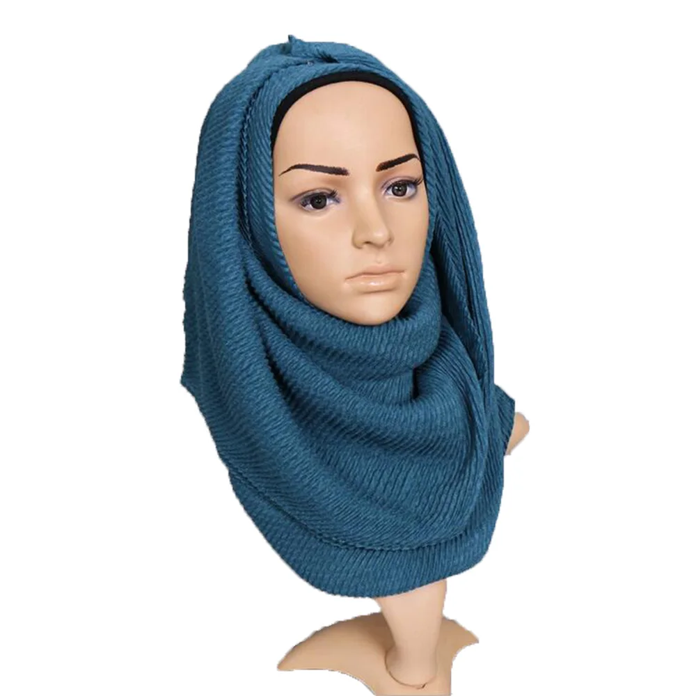 Мусульманский женский стандартный волнистый шарф шаль накидка приподнятая
