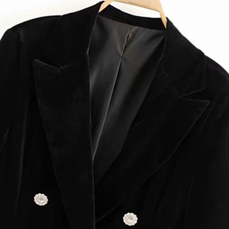 Весна-Осень 2020 черные бархатные блейзеры куртки женская шикарная кнопка в виде