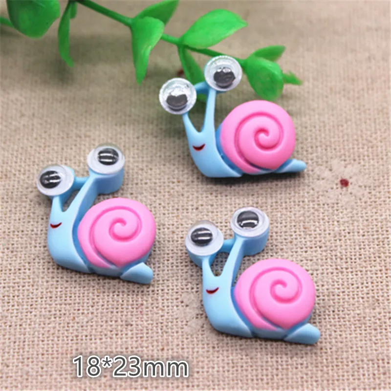 snail 10 шт. Милая Смола мультяшная пчела/Божья коровка/кролик/панда/Улитка/рыба с поворотным глазом резиновые кабошоны создание скрапбука своими руками/волос Лук центр - Цвет: snail