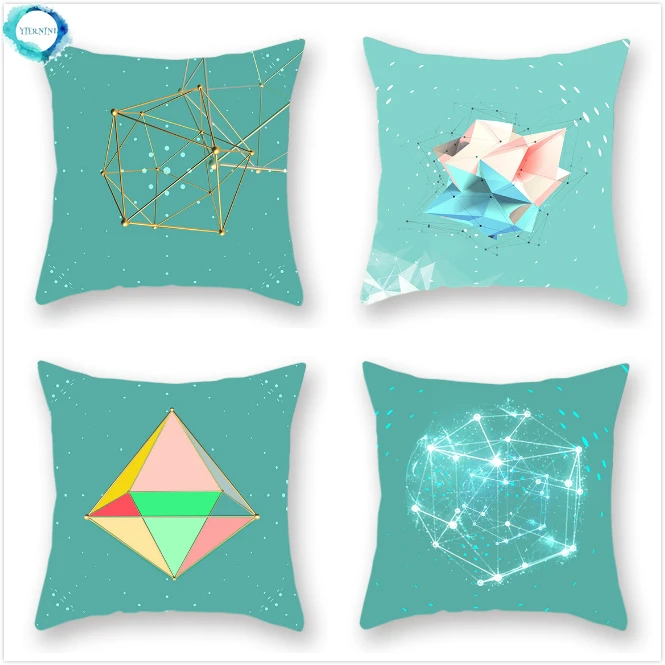 

Abstract Geometry Nordic Technology Polyester Cushion Cover Home Decoration Line Character Pillowcase 45x45cm Fundas De Cojin