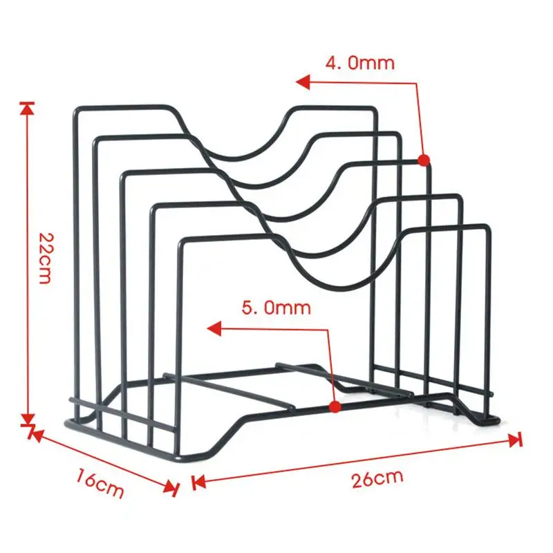 

Iron Kitchen Shelf Pan Rack Cutting Board Holder Storage Pot Lid Organizer Stands Tapas Cover Stand Stainless Steel Dish Rack