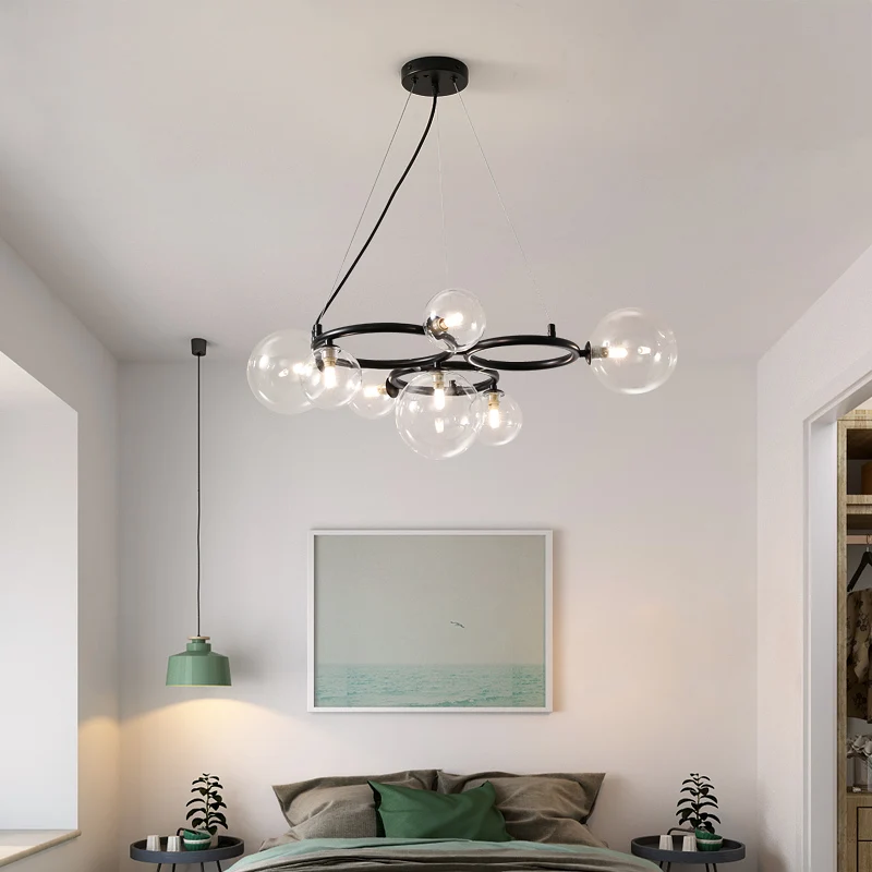 Стеклянные шаровые подвесные светильники в скандинавском стиле дизайнерские