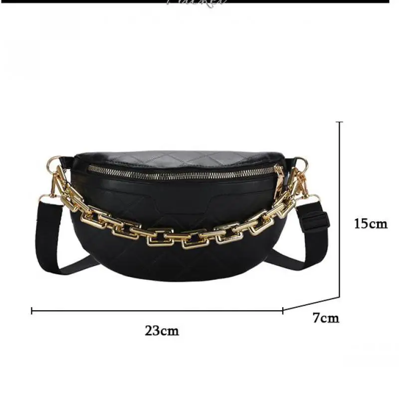 

Women Waist Bag Thick Chain Vintage Fashion Leather Waist Bag Luxury Brand 2021 Summer New White Pink Fanny Pack For Women