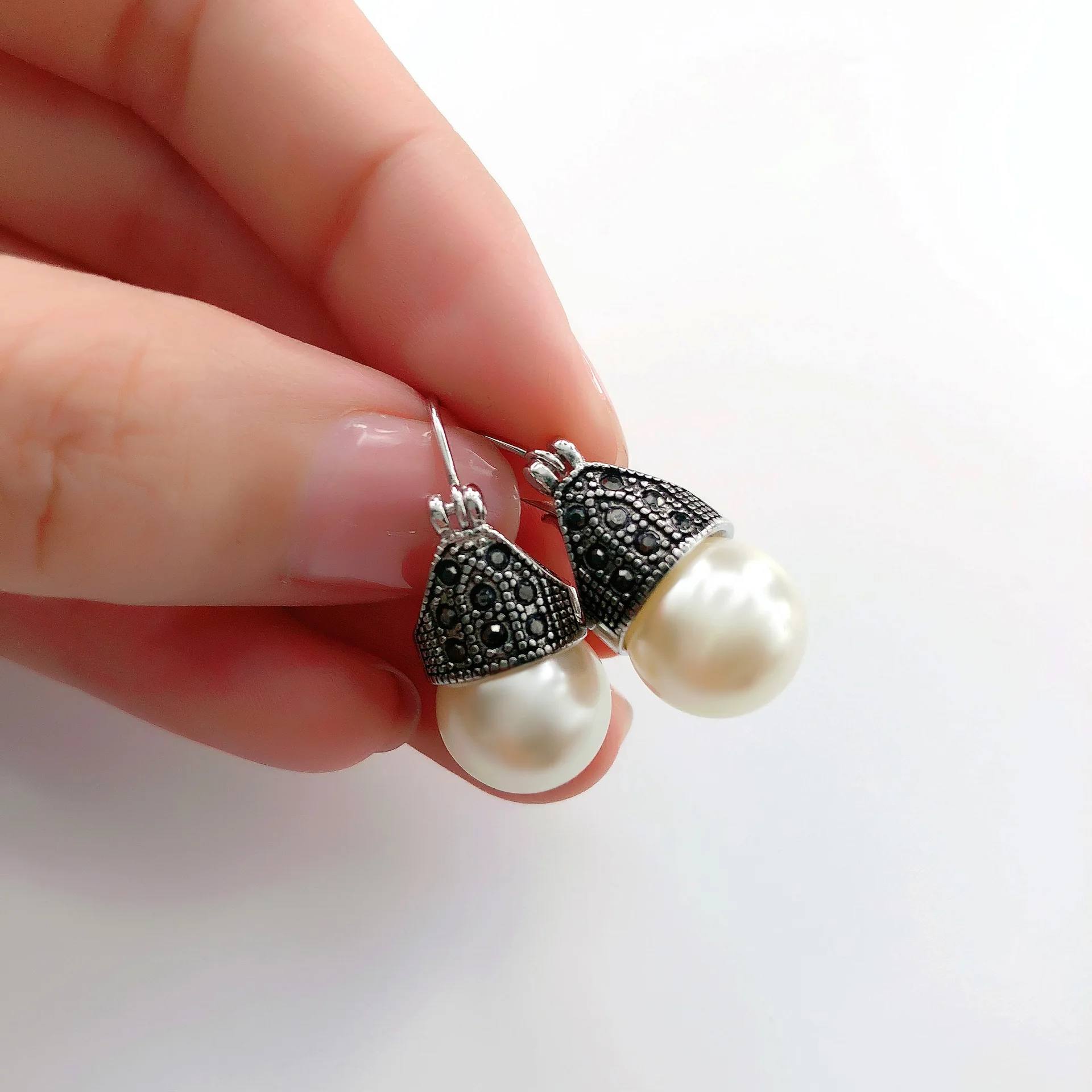MOONROCY Free Shipping Fashion Jewelry wholesale Vintage Cubic Zirconia Crystal Imitation Pearl Earrings Vintage rings Gift