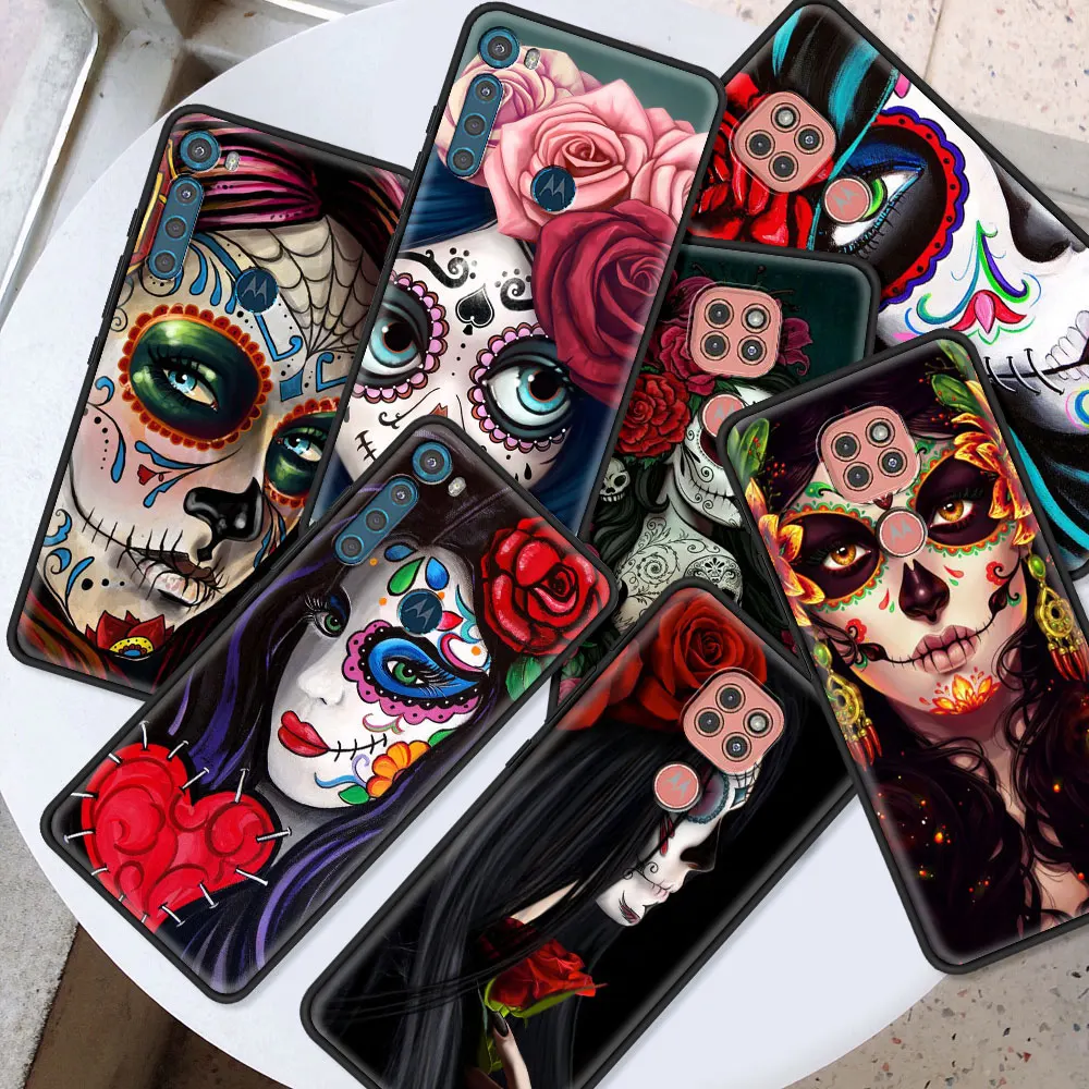 

Rose girl Skull ArtCatrina beautiful Case For Moto One Fusion Plus G60 G50 G30 G9 G8 Play Plus Power Lite E7 Plus E6s Cover