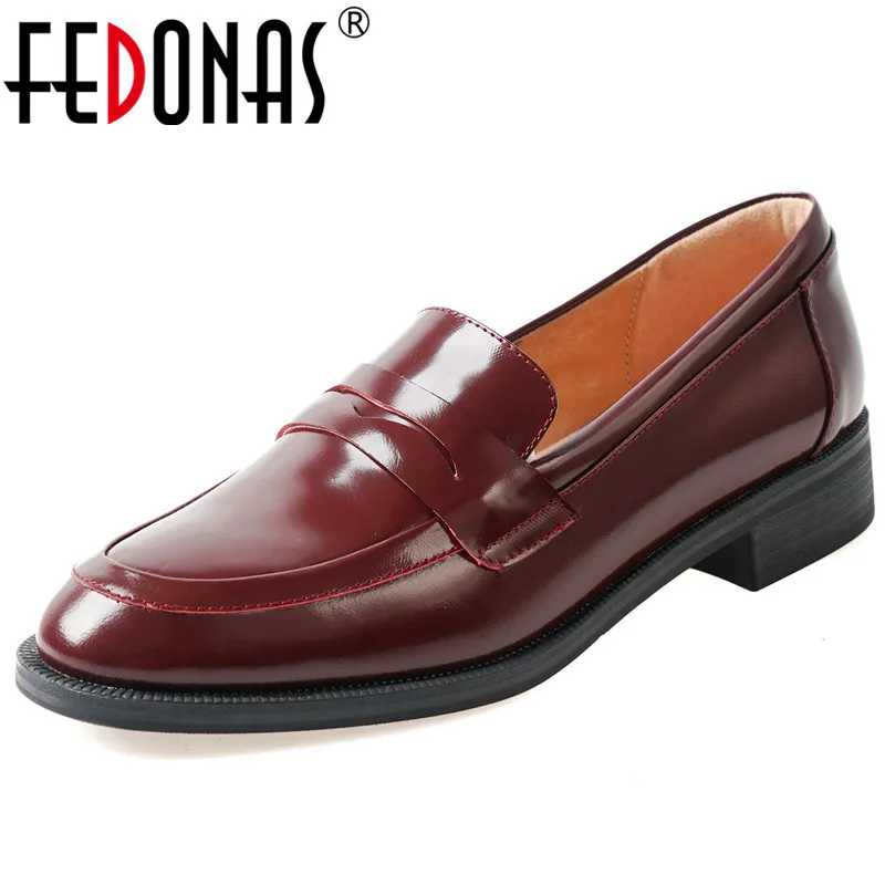 Женские туфли лодочки без застежки FEDONAS винтажная коричневая черная