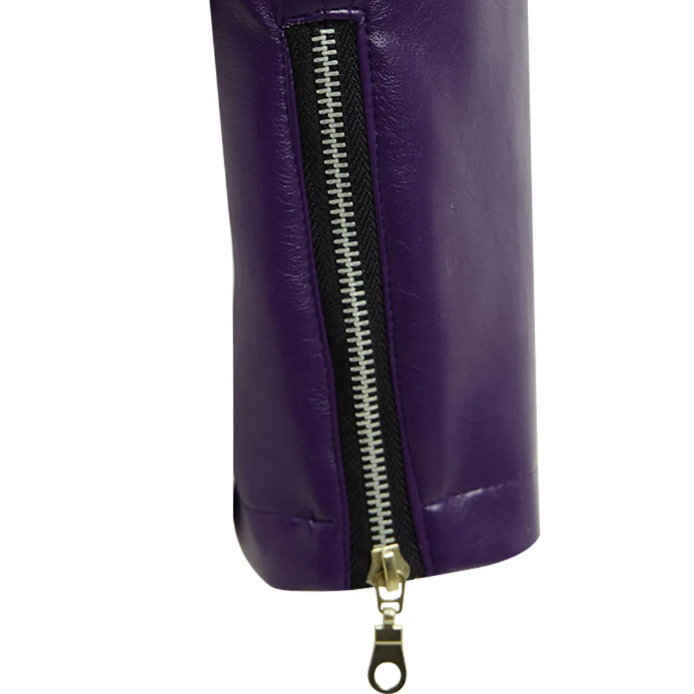 

Lila Jacke Cosplay Kostm Frauen PU Jacke Motorrad Zipper Mantel