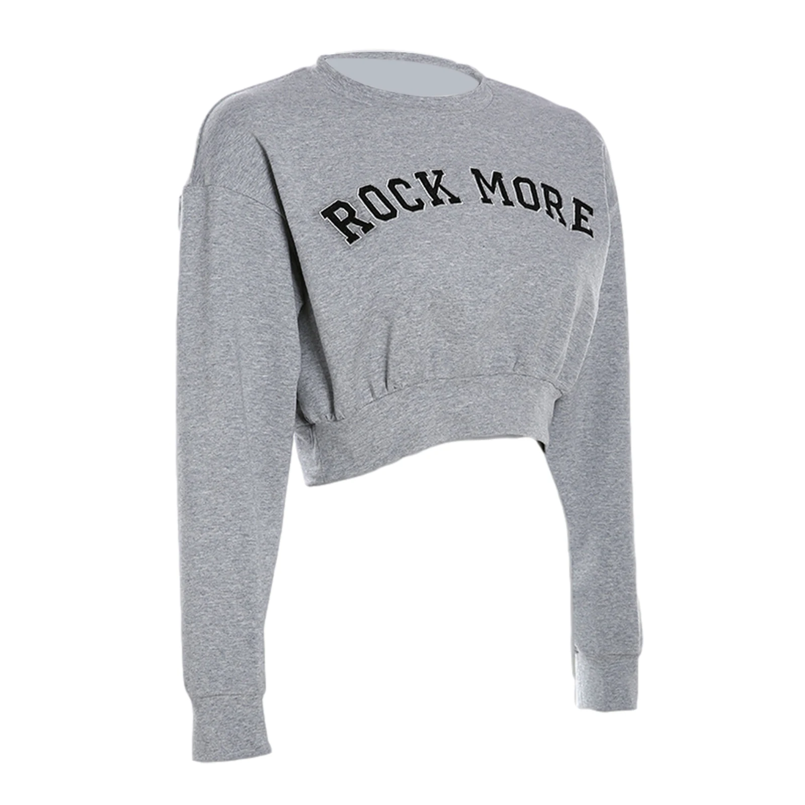 

Autumn Spring Women Fashion Letter Embroidery Hoodies Crop Top Stylish Long Sleeve Round Neck Top for Ladies Female Sweatshirts