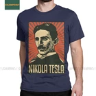 Мужская хлопковая Футболка Nikola Tesla, Забавные футболки с ученым изобретателем, инженером физики, наукой Эдисона, футболка с коротким рукавом