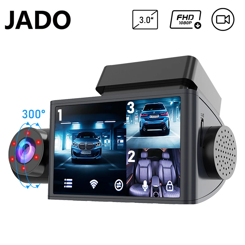 Видеорегистратор JADO D350S работающий 24 часа 1080P ночное видение HD 3 записи Wi Fi