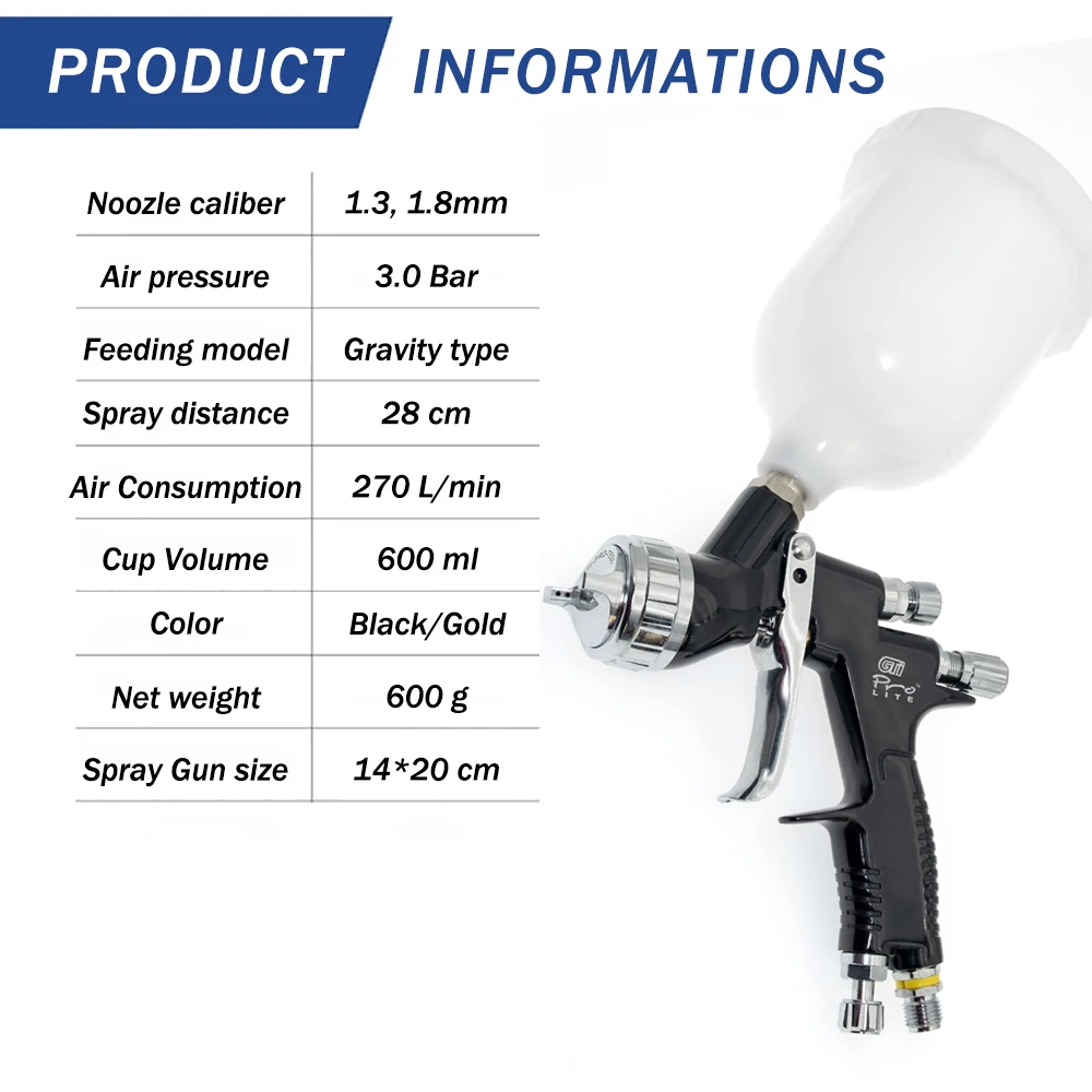 Высококачественный пистолет-распылитель для автомобилей GTI Pro 1 3/1 8 мм сопло