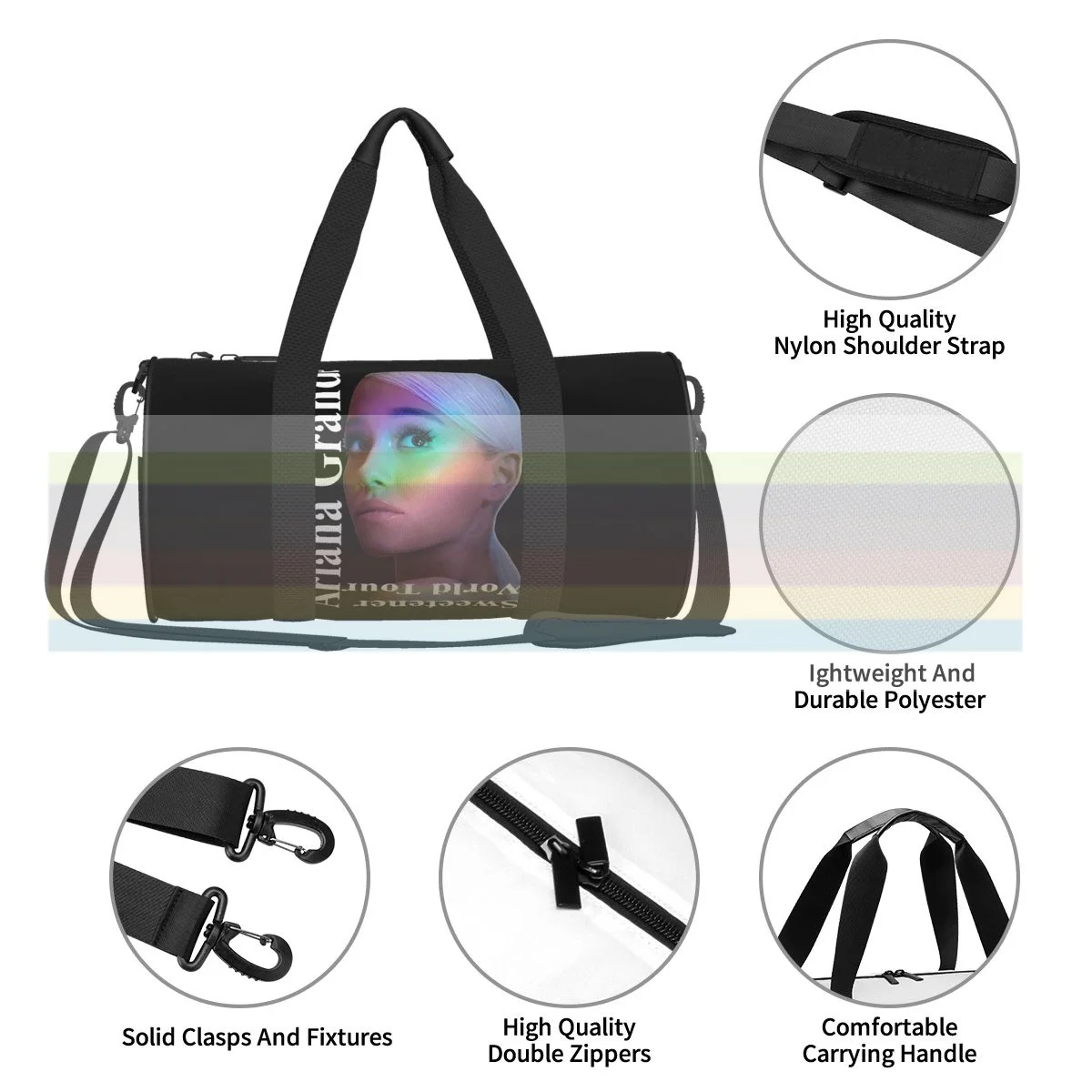 

Vintage Ariana Grande universal travel sports fitness shoulder bag. Nylon portable outdoor sports bag.