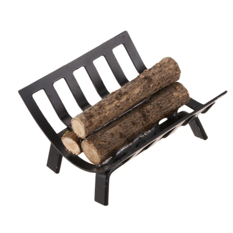 

1/12 Dollhouse Furniture Metal Rack with Firewood for Living Room Fireplace Model