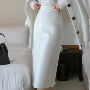 Женская юбка-карандаш, элегантная белая юбка-карандаш из искусственной кожи с высокой талией, модель весна-осень 2021