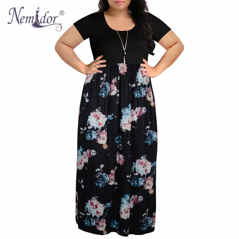 Женское лоскутное платье Nemidor повседневное Длинное свободное макси с круглым