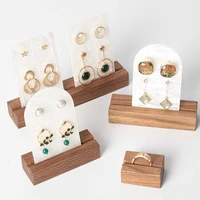 wooden ring holder walnut earring display stand jewelry organizer earing cards bracelet slot case rings jewlery packaging prips