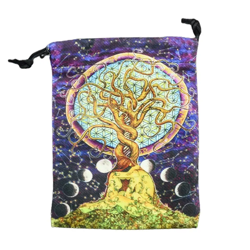 

HOT 13x18cm Tarot Card Storage Bag Velvet Double Sided Print Drawstring Bag Witch Divination Accessories Tarot Cards Package