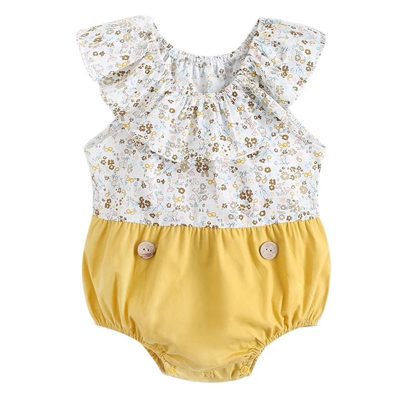

Brand Ruffle Sleeveless Romper Cotton Baby Summer Rompers Floral Baby Girl Romper Baby Clothes