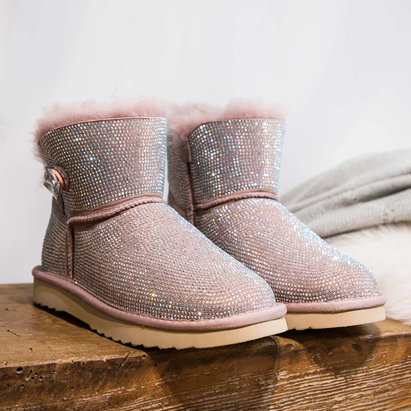 Зимняя обувь 2019 г. женские зимние ботинки короткие из овечьей шерсти с меховой