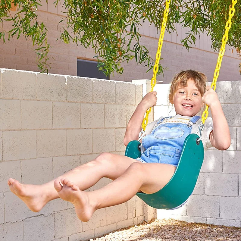 

Heavy Duty Swing Seat Green Color with 66inch Chain, Swing Set Accessories Replacement with Snap Hooks for Kids