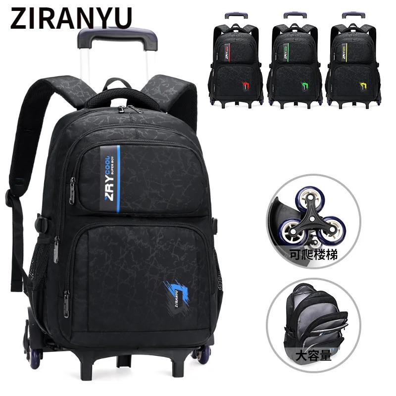 2021 ZIRANYU School Wheeled Backpack for Boys Waterproof Trolley Bag with Wheels School Rolling Backpack Bags Kids Mochilas