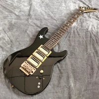 black color electric guitarrosewood fingerboard high quality 3 pickups handmade 6 stings guitarra