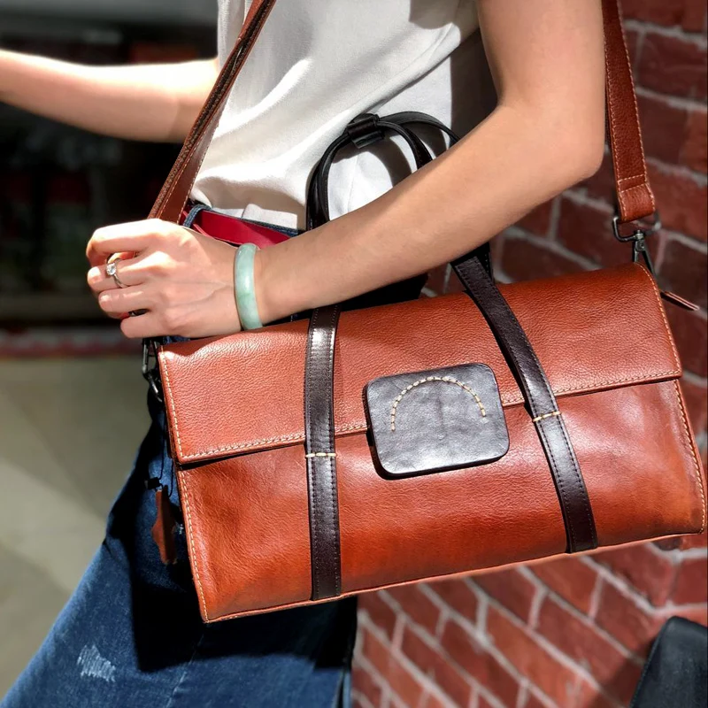 

Difenise Original Genuine Leather Big Bag Women Retro All-match Shoulder Messenger Large Capacity Travel Flip Female Handbags