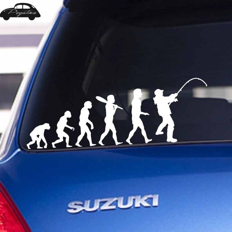 Эволюция Рыбалка автомобиля Наклейка постер с лодкой наклейки декор Настенная