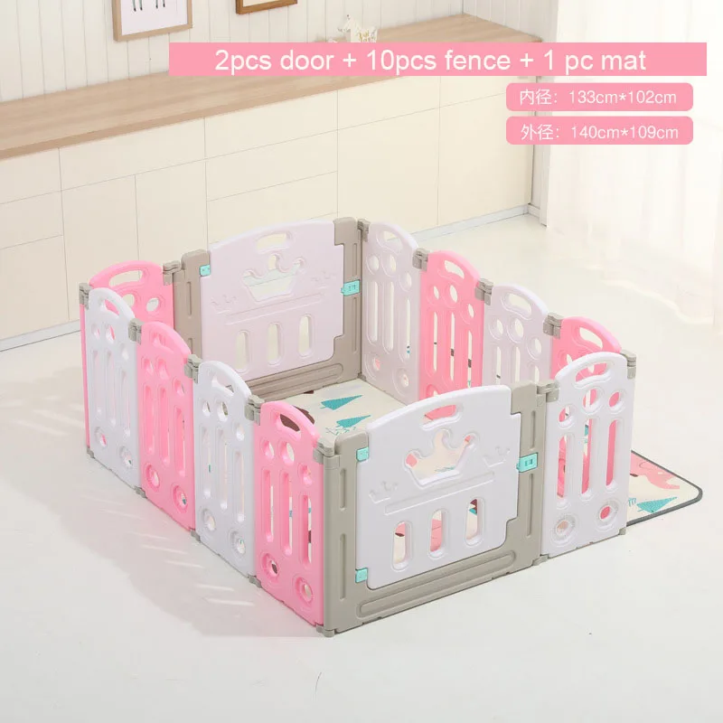 Pink Total 12pcs Супер Роскошный детский манеж с бесплатным ковриком, детский манеж для детей, детская игровая площадка для помещений, детский шариковый манеж для игры в бассейн - Цвет: Pink Total 12pcs