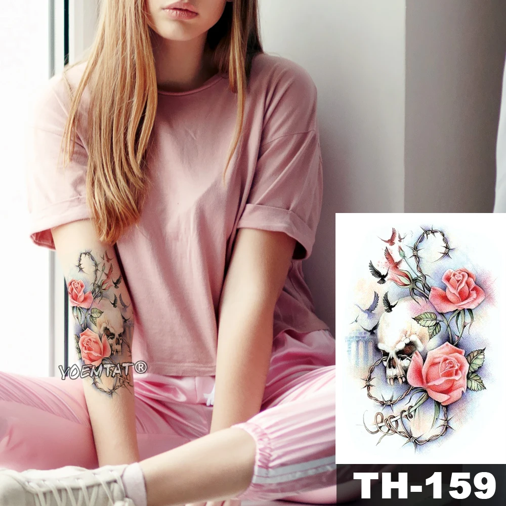 

Waterproof Temporary Tattoo Sticker Pigeon Skull Rose pattern Water Transfer Flower vine body art flash fake tatoo