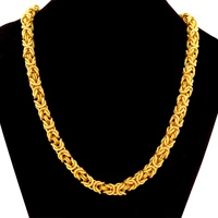 hoyon pure 24k gold color necklace for men dragon head cloth pattern dragon robe large gold jewelry mens domineering chain