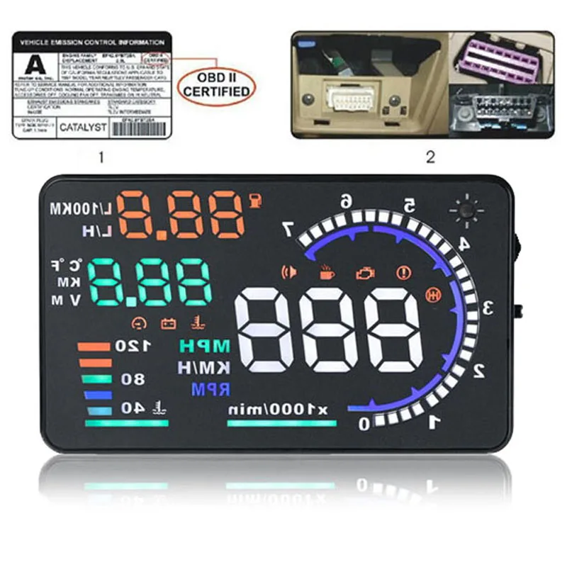 5 &quotБольшой Экран Авто HUD Дисплей км/h &amp миль в час) превышение скорости