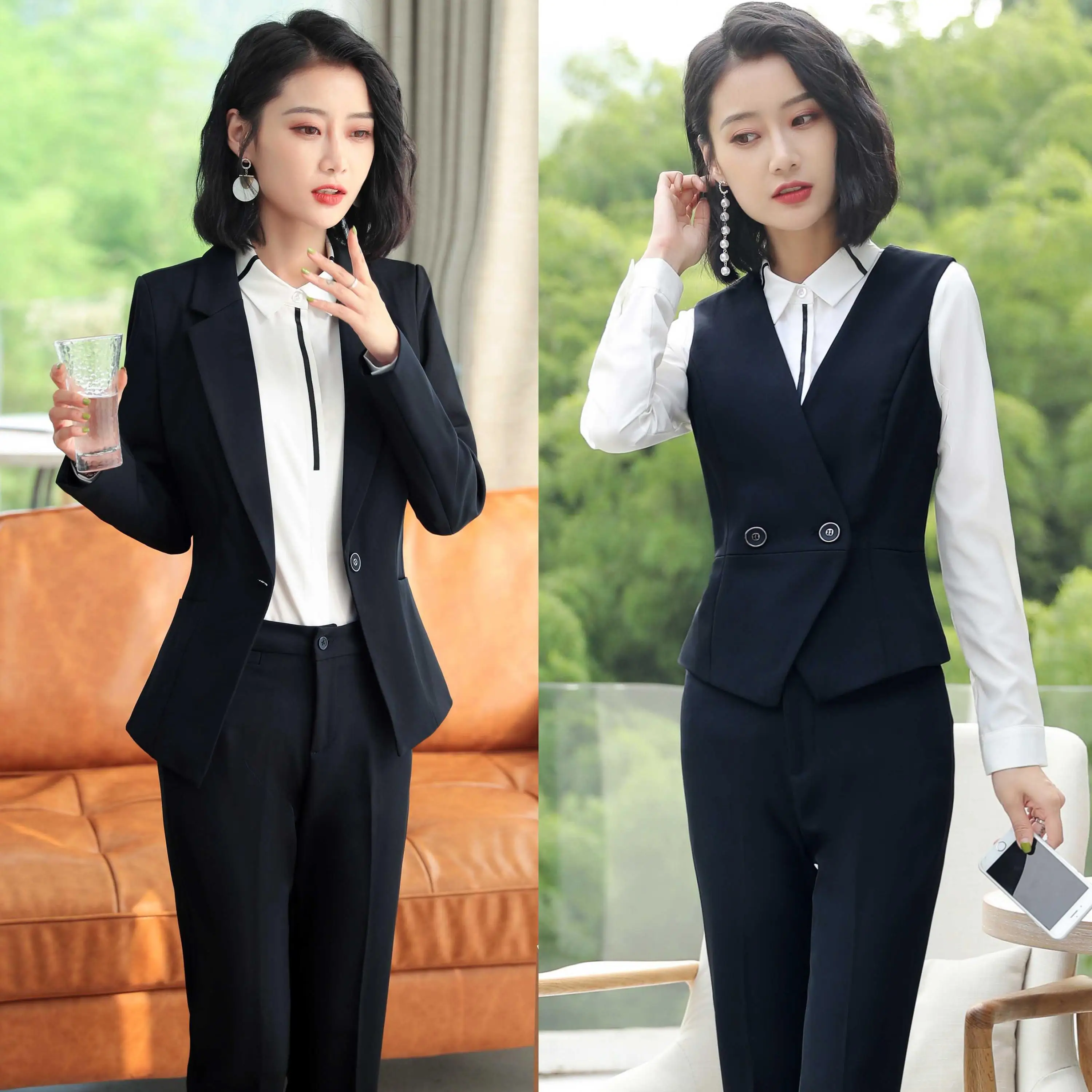 Офисный Женский комплект с блейзером женские костюмы женский костюм офисные