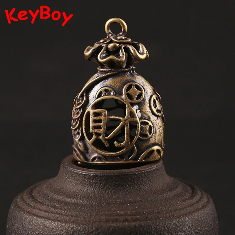 Винтажная пустая сумка для денег из чистой меди брелок ключей на удачу подвески