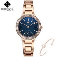 wwoor top brand luxury waterproof ladies watch diamond watch for women blue elegant quartz wrist watch female relogio feminino