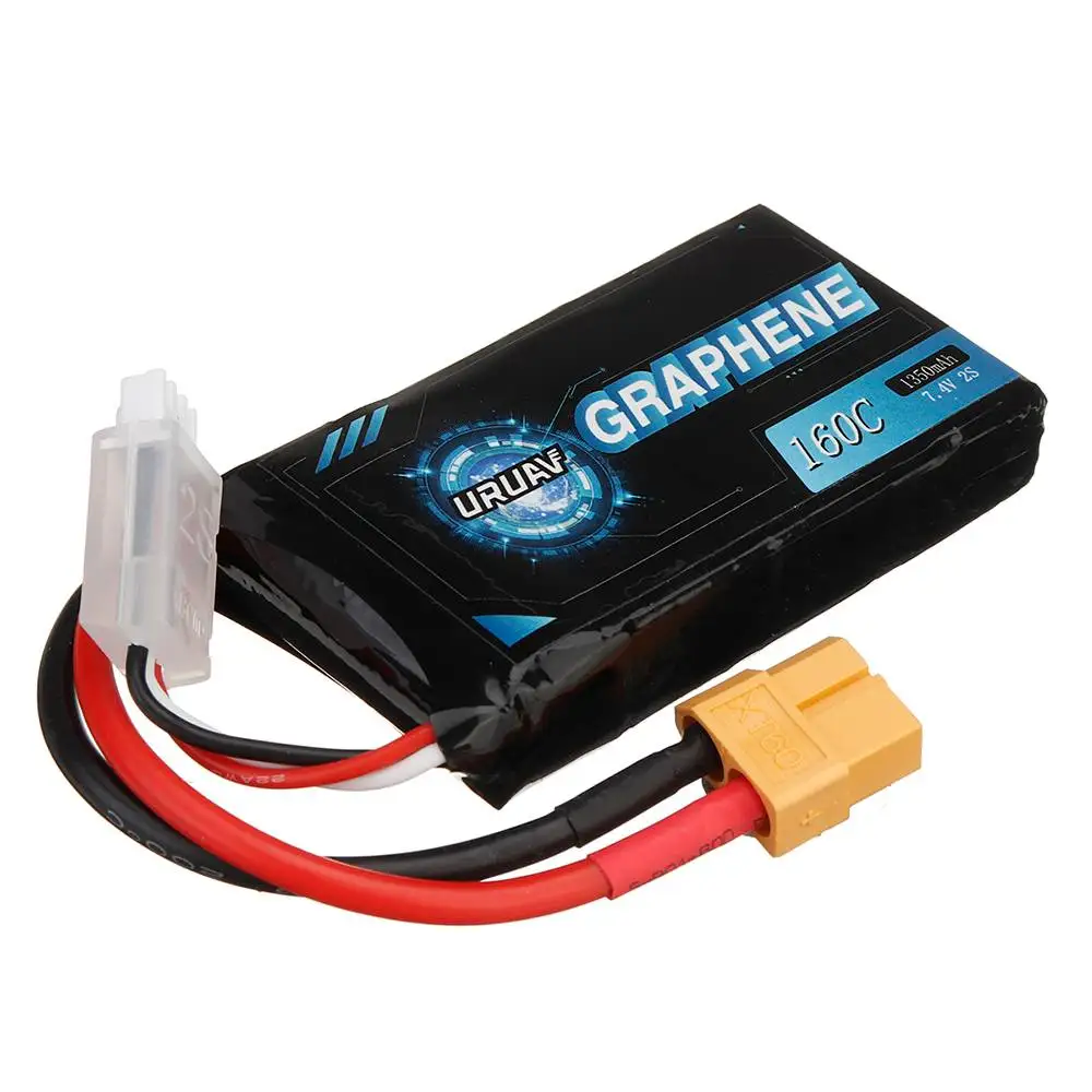 

Графеновый аккумулятор URUAV V2.0 7,4 В 1350 мАч 160C 2S XT60 для FPV гоночного дрона радиоуправляемого квадрокоптера, запчасти