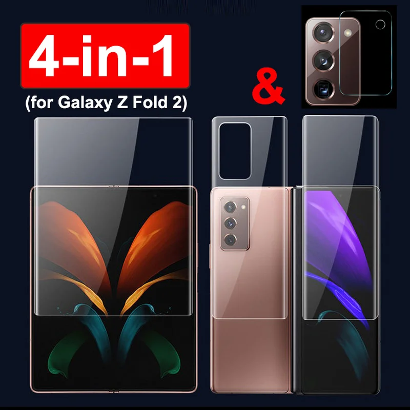 4-in-1 Front Back Hydrogel Film Camera Lens Screen Protector for Galaxy Z Fold 2 5G Glass Lens Film for Samsung Galaxy Z Fold 2