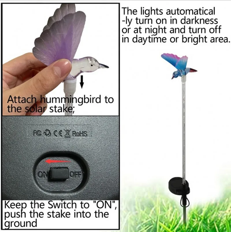 

Led Solar Bird Light Lawn Light Solar Decorative Light Hummingbird Plug In The Ground Light Path Courtyard Lawn Garden Outdoor