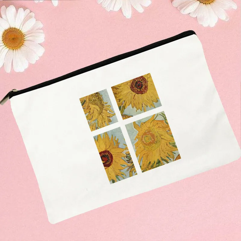 

Women Sunflowers Artwork Printed Make up bag Fashion Women Cosmetics Organizer Bag for Travel Colorful Storage Bag for Lady Bag