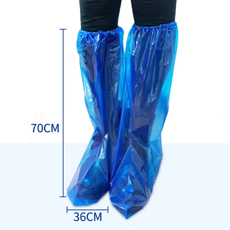 

Durable Waterproof Thick Plastic Disposable Rain Shoe Covers High-Top Anti-Slip Rainproof Shoe Covers