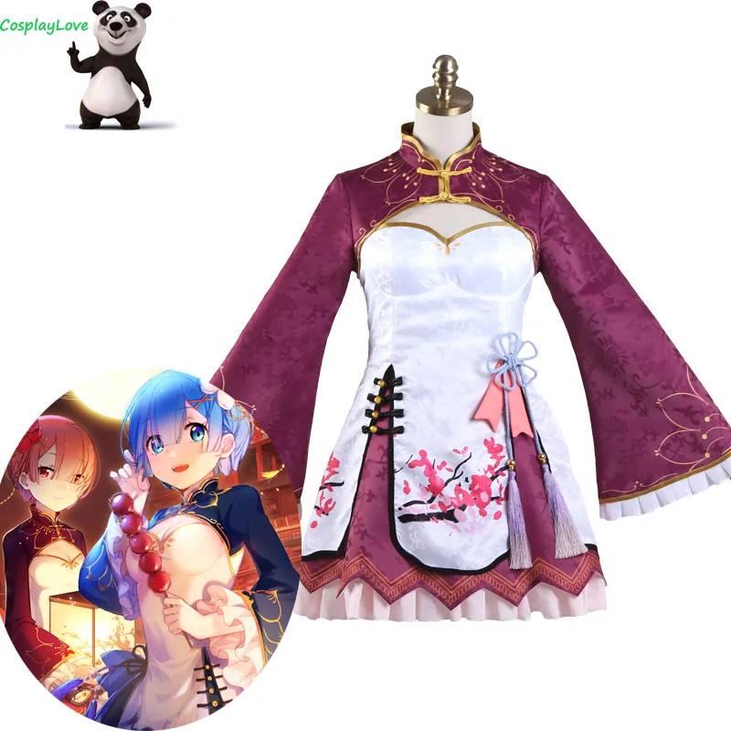Re: Life In A Different World From Zero Ram Rem New Year Cosplay Costume Cheongsam Halloween | Тематическая одежда и