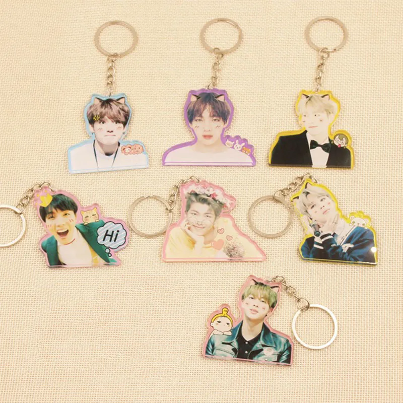 KPOP Bangtan брелок милый Q версия брелок на цепочке аксессуары акриловое кольцо для ключей ювелирные изделия подарок для поклонников мужчин и женщин