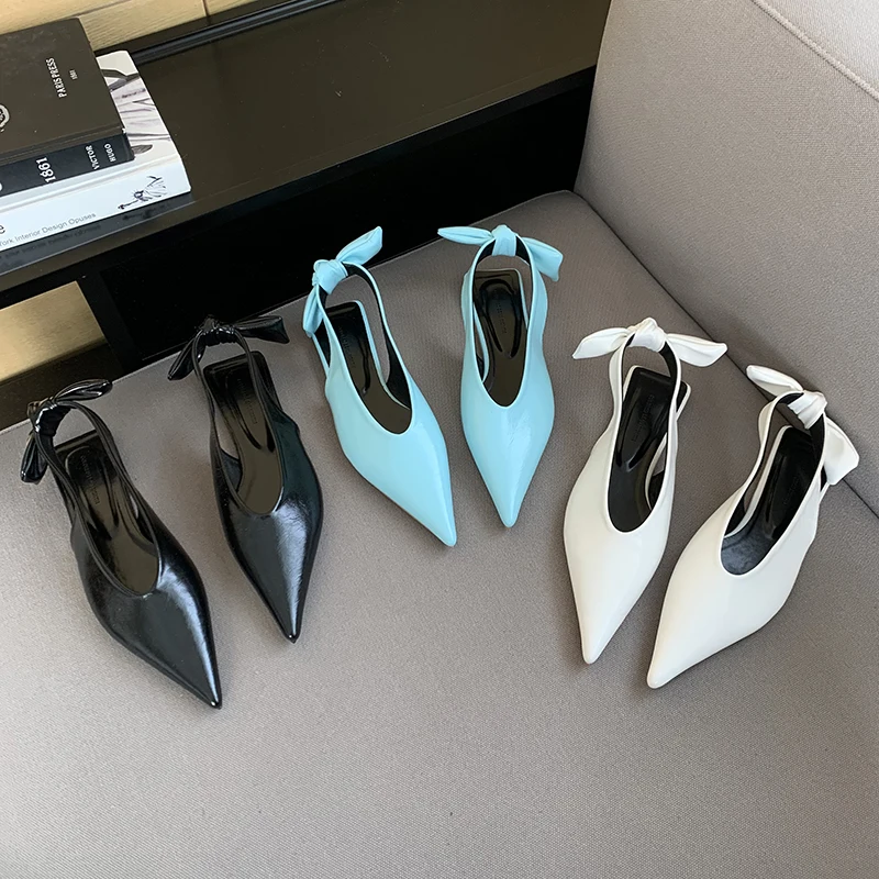 

Босоножки женские без шнуровки, заостренный носок, туфли на низком каблуке, ремешок сзади, сандалии с ремешком на пятке, Классическая Летняя...