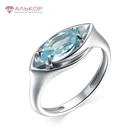 Кольцо тренд 2021 из серебра 925 с покрытием из родия, вставка: топаз sky blue. Бесплатная доставка с ювелирной фабрики в России