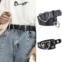 punk fashion pu leather belt for women heart shaped pin buckle luxury waist strap new styles ladies girl trouser jeans waistband